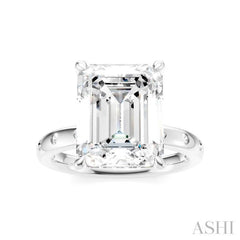 1/5 Ctw Akari Emerald Shape Round Cut Diamond Semi-Mount Engagement Ring in 14K White Gold