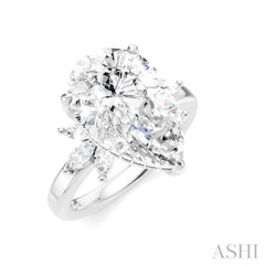 5/8 Ctw Akari Pear Shape Marquise and Round Cut Diamond Semi-Mount Engagement Ring in 14K White Gold