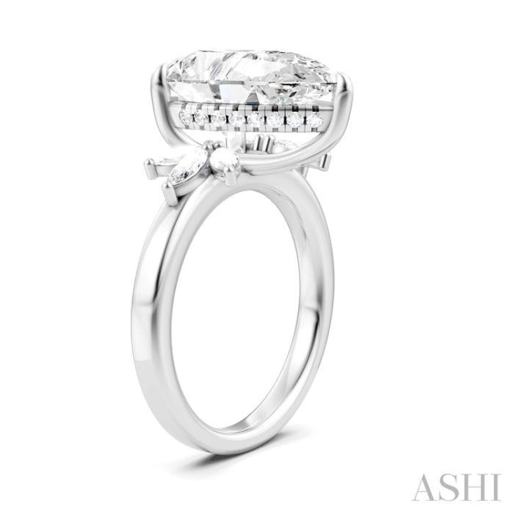 5/8 Ctw Akari Pear Shape Marquise and Round Cut Diamond Semi-Mount Engagement Ring in 14K White Gold