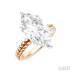 1/8 Ctw Marquise Shape Round Cut Diamond Semi-Mount Engagement Ring in 14K Rose and White Gold