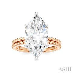 1/8 Ctw Marquise Shape Round Cut Diamond Semi-Mount Engagement Ring in 14K Rose and White Gold