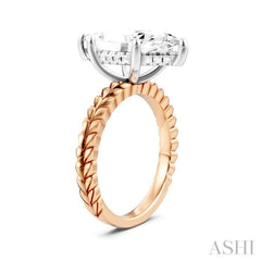 1/8 Ctw Marquise Shape Round Cut Diamond Semi-Mount Engagement Ring in 14K Rose and White Gold