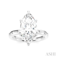 1/6 Ctw Akari Marquise Shape Round Cut Diamond Semi-Mount Engagement Ring in 14K White Gold
