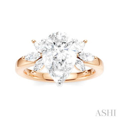 1/2 Ctw Akari Pear Shape Marquise and Round Cut Diamond Semi-Mount Engagement Ring in 14K Rose and White Gold