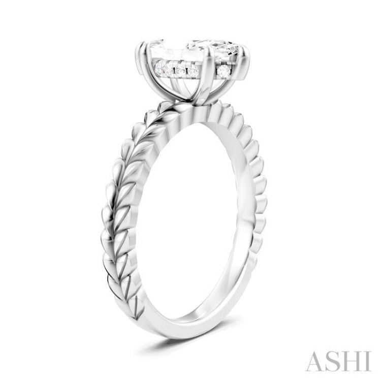 1/20 Ctw Marquise Shape Round Cut Diamond Semi-Mount Engagement Ring in 14K White Gold