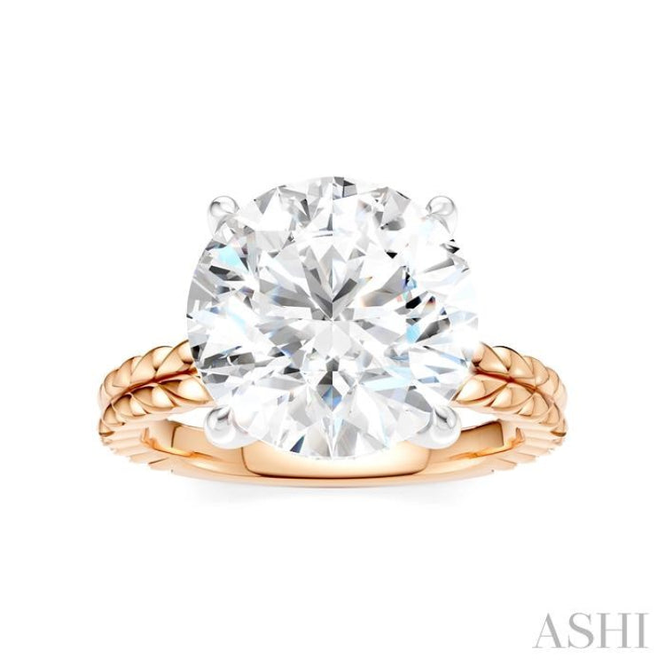 1/10 Ctw Round Shape Round Cut Diamond Semi-Mount Engagement Ring in 14K Rose and White Gold