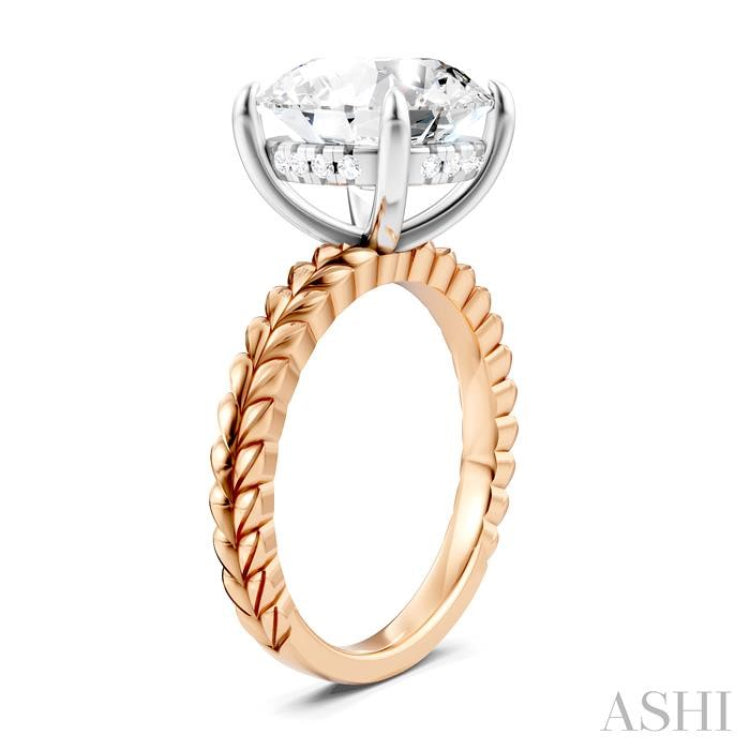 1/10 Ctw Round Shape Round Cut Diamond Semi-Mount Engagement Ring in 14K Rose and White Gold