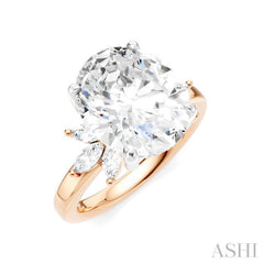 5/8 Ctw Akari Oval Shape Marquise and Round Cut Diamond Semi-Mount Engagement Ring in 14K Rose and White Gold