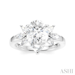 1/2 Ctw Akari Pear Shape Marquise and Round Cut Diamond Semi-Mount Engagement Ring in 14K White Gold