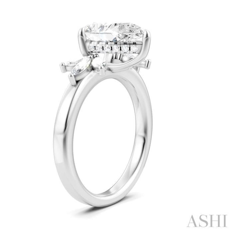 1/2 Ctw Akari Pear Shape Marquise and Round Cut Diamond Semi-Mount Engagement Ring in 14K White Gold