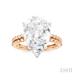 1/8 Ctw Pear Shape Round Cut Diamond Semi-Mount Engagement Ring in 14K Rose and White Gold