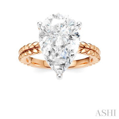 1/8 Ctw Pear Shape Round Cut Diamond Semi-Mount Engagement Ring in 14K Rose and White Gold