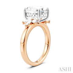 1/2 Ctw Akari Oval Shape Marquise and Round Cut Diamond Semi-Mount Engagement Ring in 14K Rose and White Gold