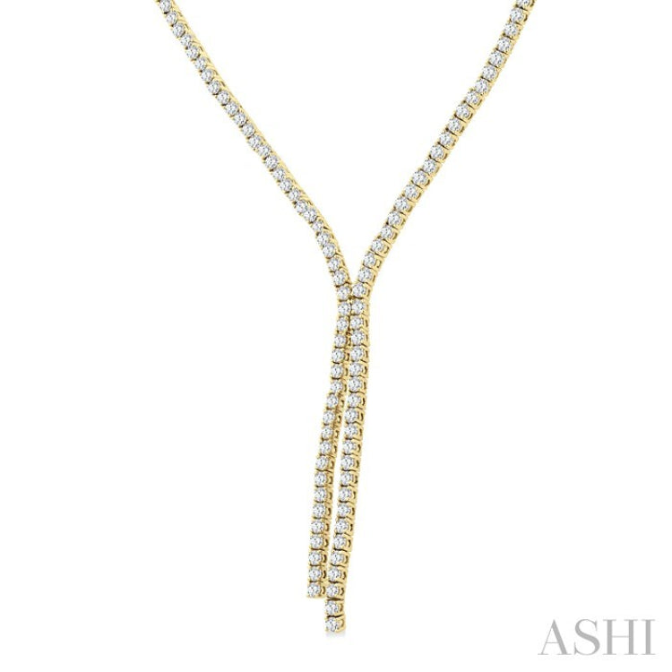 8 7/8 Ctw Y-Shape Round Cut Diamond Tennis Necklace in 14K Yellow Gold