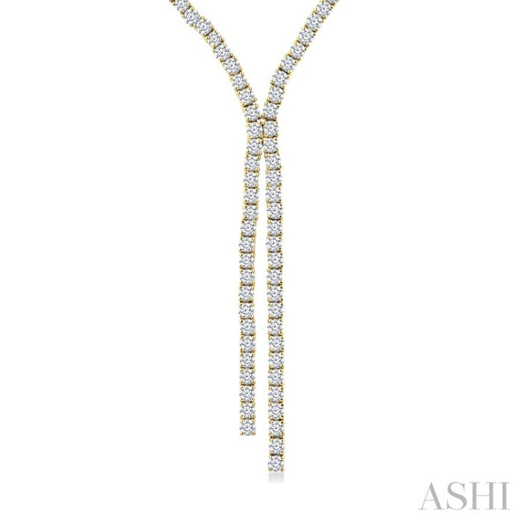 8 7/8 Ctw Y-Shape Round Cut Diamond Tennis Necklace in 14K Yellow Gold