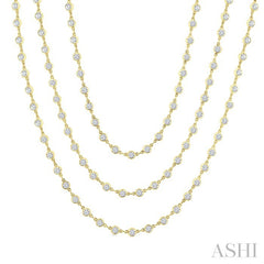 20 Ctw Bezel Set Round Cut Diamond Layered 60-Inch Necklace in 14K Yellow Gold