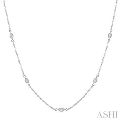1/2 Ctw Marquise Cut Diamond Station Necklace in 14K White Gold