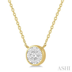 1/2 Ctw Round Shape Lovebright Diamond Pendant With Chain in 14K Yellow and White Gold