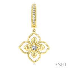1/6 Ctw Blossom Round Cut Diamond Fashion Drop Earrings in 10K Yellow Gold