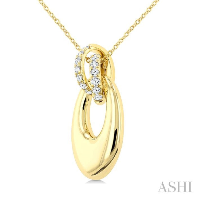 1/3 Ctw Interlocked Circle Round Cut Diamond Oval Shaped Fashion Pendant With Chain in 14K Yellow Gold