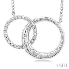 1/6 Ctw Round Cut Diamond Interlocked Circles Mosaic Fashion Pendant With Chain in 10K White Gold