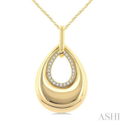 1/20 Ctw Bold Open Window Teardrop Round Cut Golden Glow Diamond Aeris Gold Fashion Pendant With Chain in 10K Yellow Gold