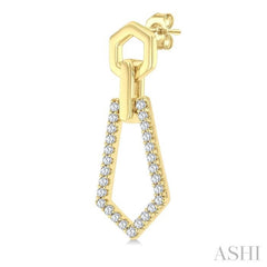 1/3 Ctw Hexagon & Pentagon Link Round Cut Diamond Fashion Earring in 10K Yellow Gold