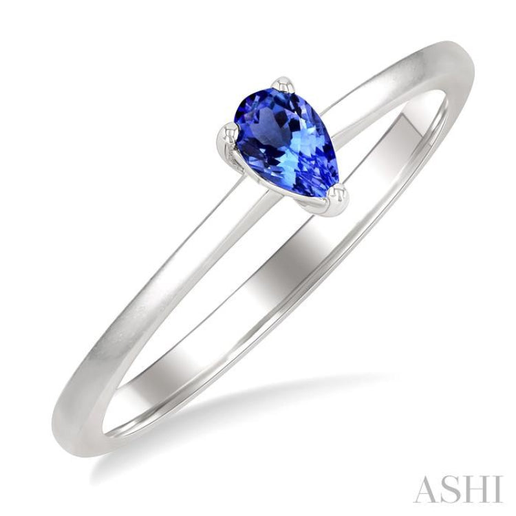 5X3 MM Pear Shape Tanzanite Semi-Precious Solitaire Ring in 14K White Gold