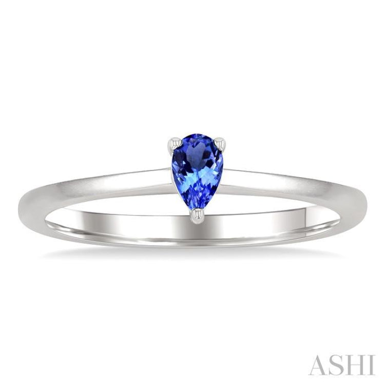 5X3 MM Pear Shape Tanzanite Semi-Precious Solitaire Ring in 14K White Gold