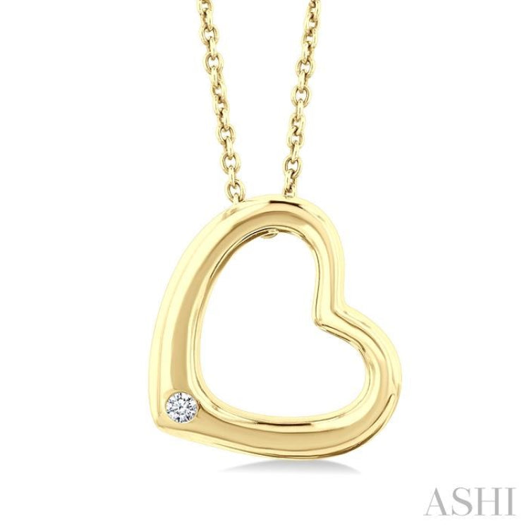 1/50 Ctw Reclined Heart Round Cut Diamond Fashion Pendant With Chain in Yellow Gold Vermeil