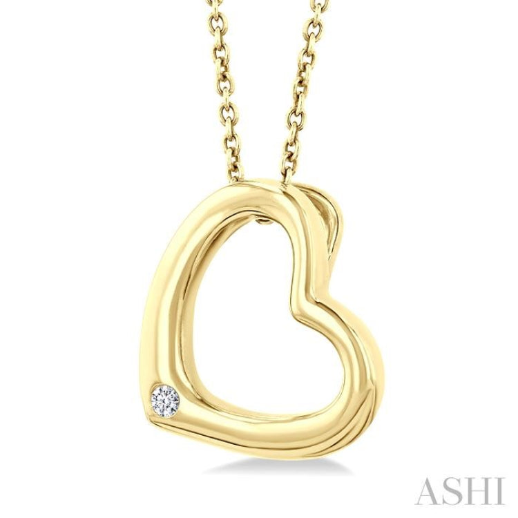 1/50 Ctw Reclined Heart Round Cut Diamond Fashion Pendant With Chain in Yellow Gold Vermeil