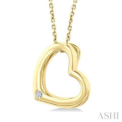 1/50 Ctw Reclined Heart Round Cut Diamond Fashion Pendant With Chain in Yellow Gold Vermeil
