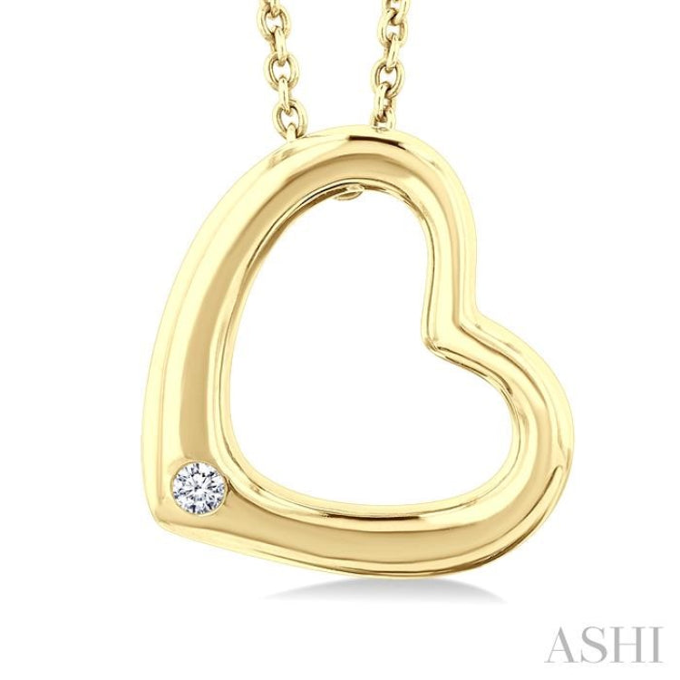 1/50 Ctw Reclined Heart Round Cut Diamond Fashion Pendant With Chain in Yellow Gold Vermeil