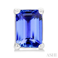 4X3 MM Octagon Shape Tanzanite Precious Stud Earrings in 14K White Gold