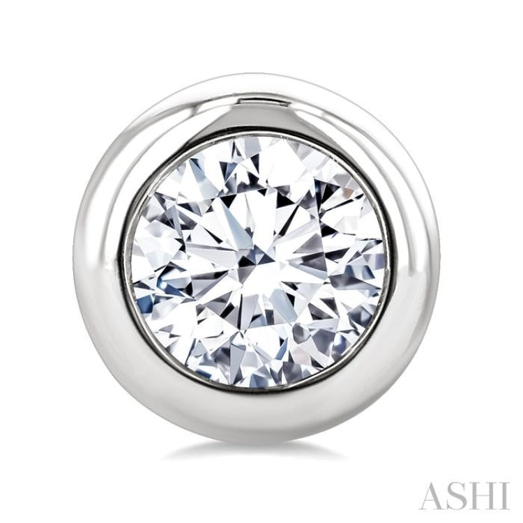 3/4 Ctw Bezel Set Round Cut Diamond Stud Earrings in 14K White Gold