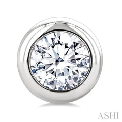 3/4 Ctw Bezel Set Round Cut Diamond Stud Earrings in 14K White Gold