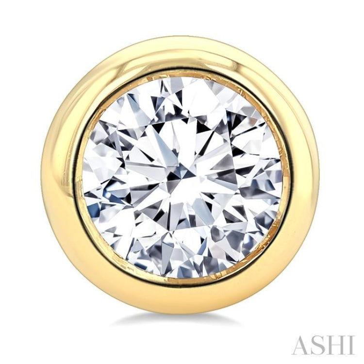 1 Ctw Bezel Set Round Cut Diamond Stud Earrings in 14K Yellow Gold