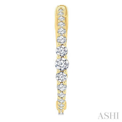 3/4 Ctw Graduated Round Cut Diamond Riviera Hoop Earrings in 14K Yellow Gold