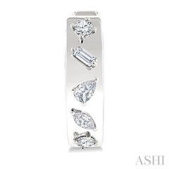 1/3 Ctw Mixed Cut Diamond Fashion Hoop Earring in 14K White Gold