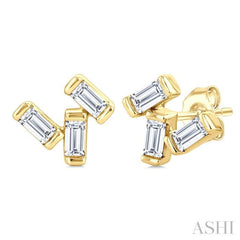 1/5 Ctw Baguette Diamond Petite Fashion Earrings in 10K Yellow Gold