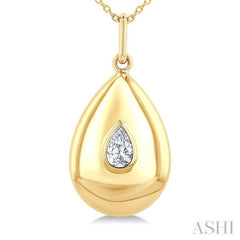 1/4 Ctw Bold Teardrop Pear Cut Diamond Fashion Pendant With Chain in 14K Yellow Gold