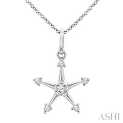 1/10 Ctw Star Round Cut Diamond Petite Fashion Pendant With Chain in 10K White Gold