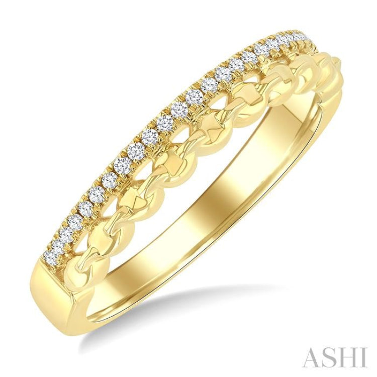 1/10 Ctw Petite Oval Bead Link Round Cut Diamond Fashion Band in 10K Yellow Gold