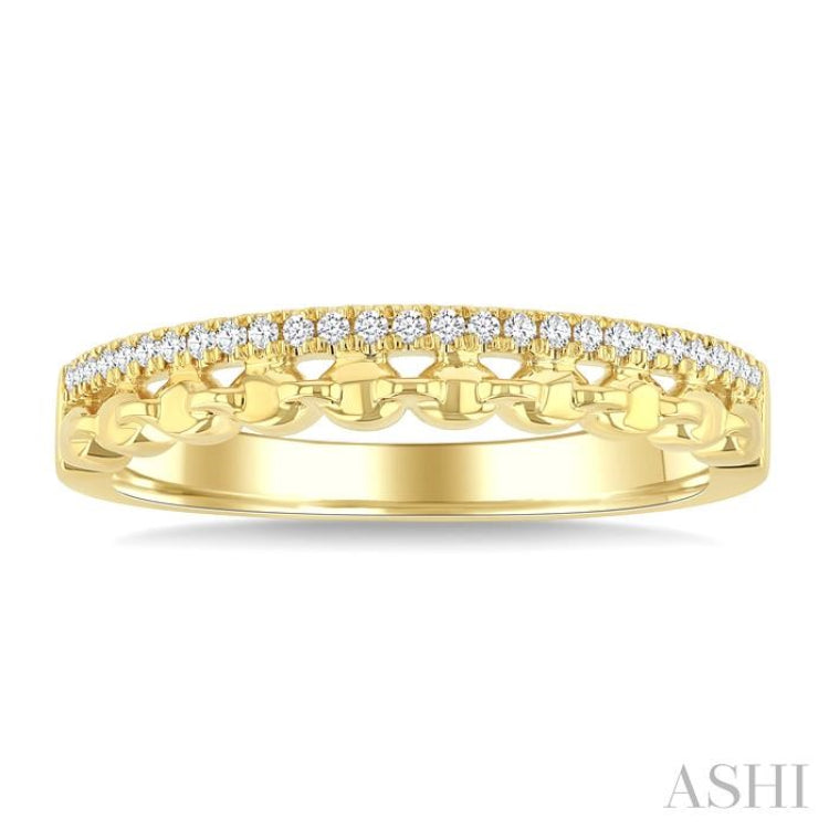 1/10 Ctw Petite Oval Bead Link Round Cut Diamond Fashion Band in 10K Yellow Gold