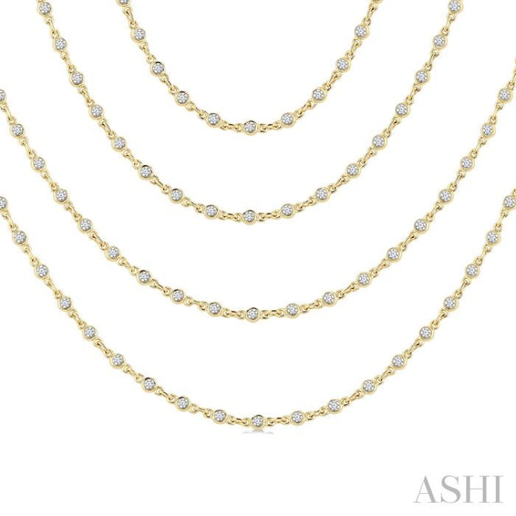 5 1/2 Ctw Bezel Set Round Cut Diamond Layered 60-Inch Necklace in 14K Yellow Gold