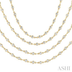 5 1/2 Ctw Bezel Set Round Cut Diamond Layered 60-Inch Necklace in 14K Yellow Gold