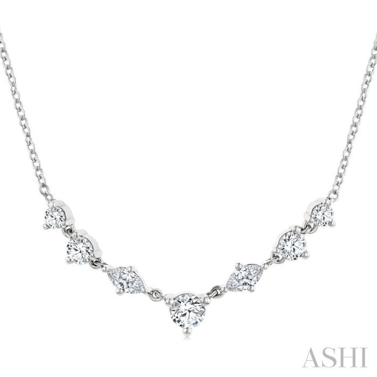 1/2 Ctw Marquise & Round Cut Diamond Necklace in 14K White Gold