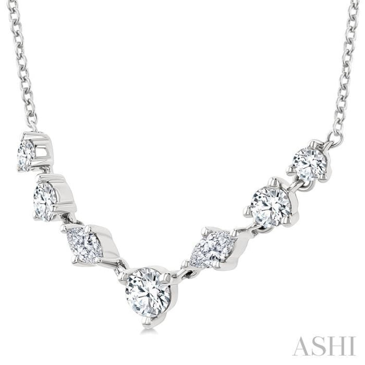 1/2 Ctw Marquise & Round Cut Diamond Necklace in 14K White Gold