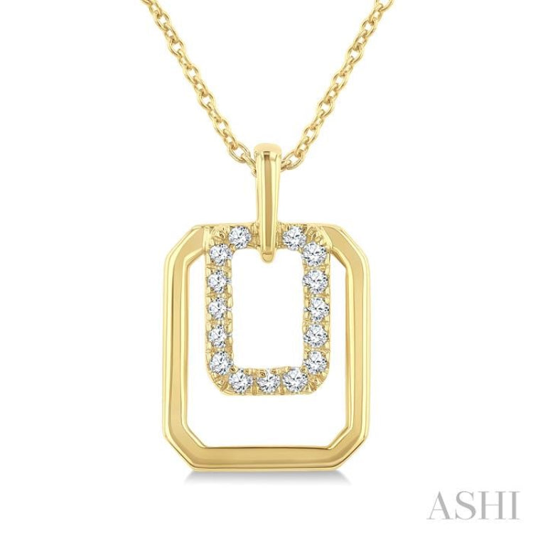 1/10 Ctw Nested Octagonal Frame Round Cut Diamond Fashion Drop Petite Pendant With Chain in 10K Yellow Gold