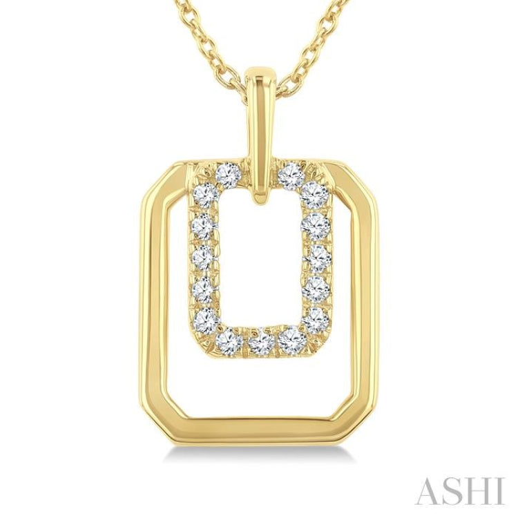 1/10 Ctw Nested Octagonal Frame Round Cut Diamond Fashion Drop Petite Pendant With Chain in 10K Yellow Gold